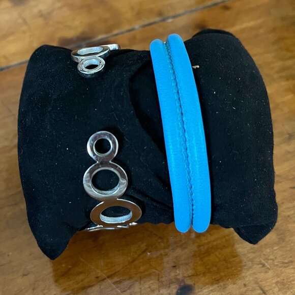 Rustic Cuff Set of Two Bracelets Leather and Stainless NWOT - Picture 4 of 4